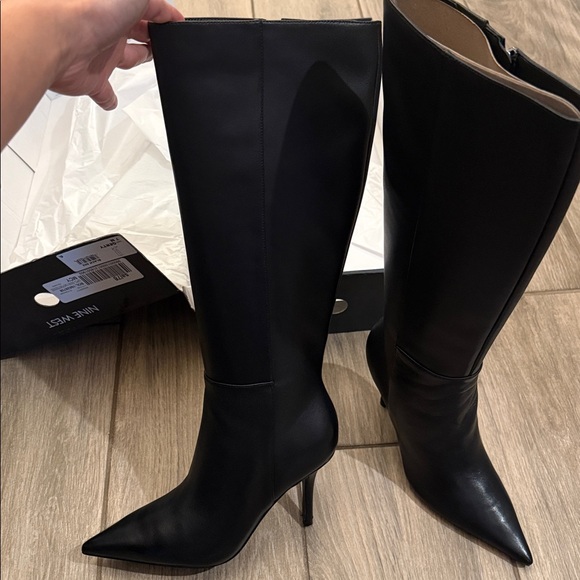 Nine West Gerty black leather Knee High Boots